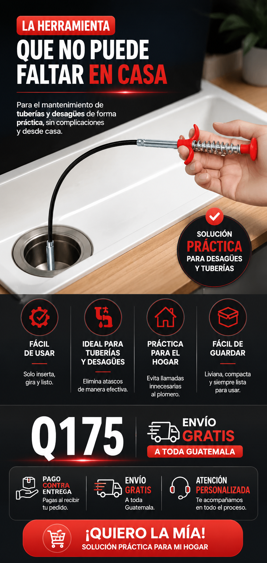 Gancho para limpieza de alcantarillado