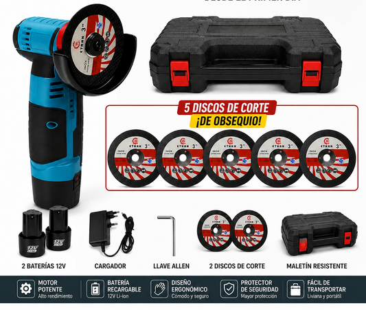 Pulidora Roby Inalambrica Doble Bateria Recargable Estuche 2 Discos
