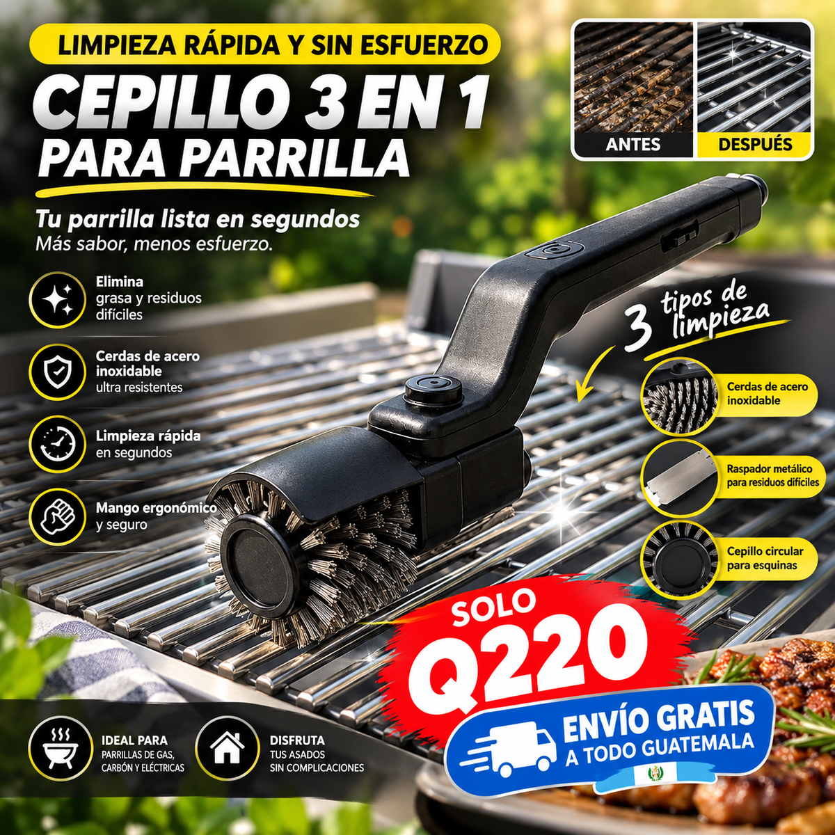 Cepillo Eléctrico para Parrilla NITIDA Grill