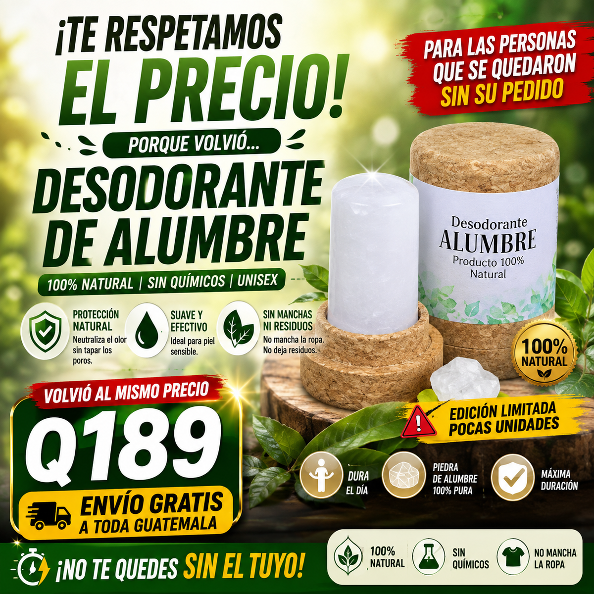 Desodorante de Piedra Alumbre