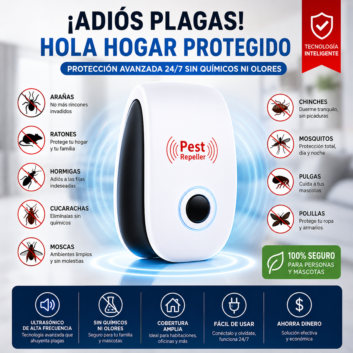 PEST REPELLER™ | Repelente Ultrasonico De Plagas Potente
