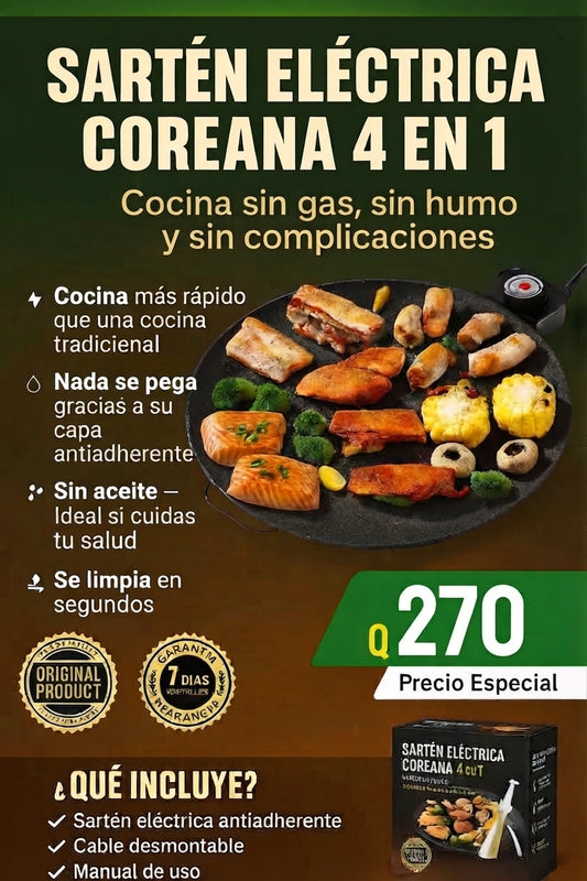 🍳 Sartén Multiuso Eléctrica – Cocina todo en minutos🔥