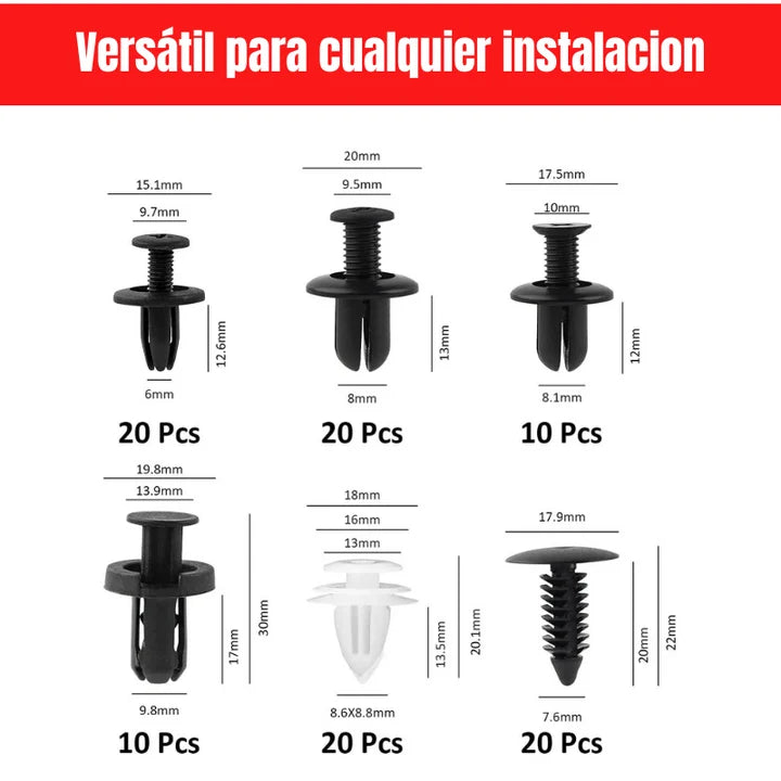KIT 100 CLIPS "REMACHES" PARA CARRO.