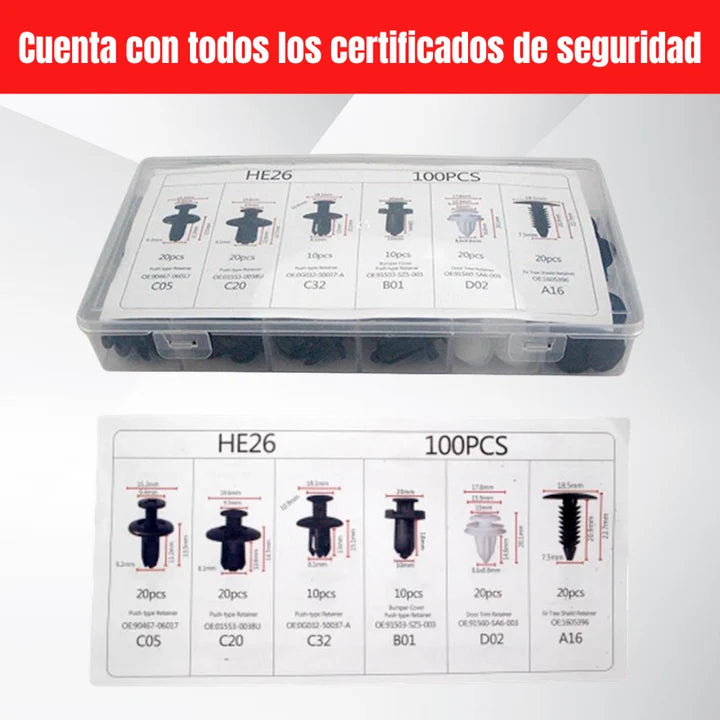 KIT 100 CLIPS "REMACHES" PARA CARRO.