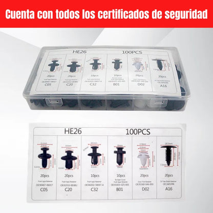 KIT 100 CLIPS "REMACHES" PARA CARRO.