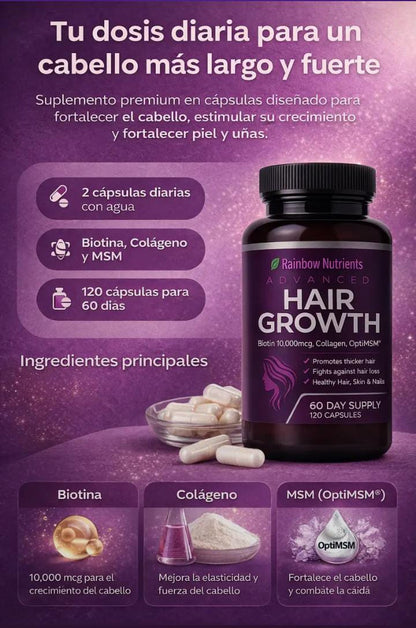 Vitaminas Rainbow Nutrients Para El Crecimiento Del Cabello + ENVIO GRATIS